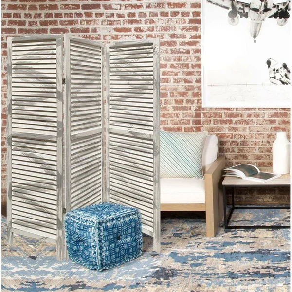 3 Panel Washed Grey Shutter Screen Room Divider (376805)