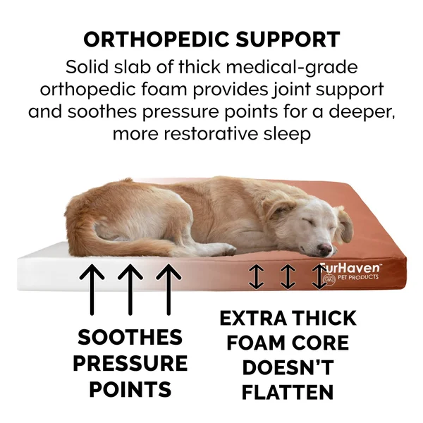 FurHaven Logo Indoor/Outdoor Deluxe Full Support Orthopedic Dog Bed - Jumbo Plus - Chestnut