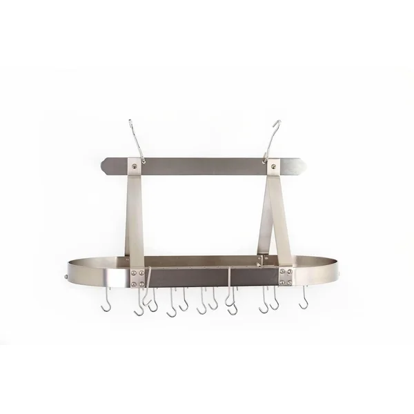 Old Dutch Oval Hanging Pot Rack with Grid & 16 Hooks - Copper