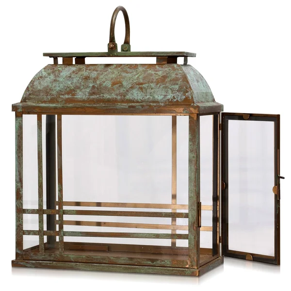 Stylecraft Patina Antique Copper Metal with Clear Glass Small Lantern