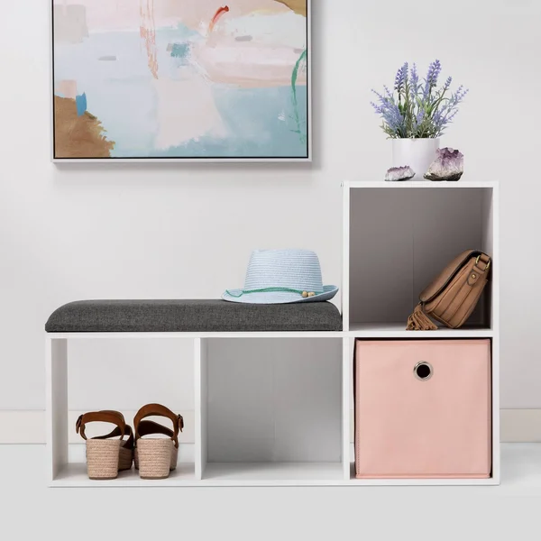 Cube Bookshelf with Bench White - Room Essentials