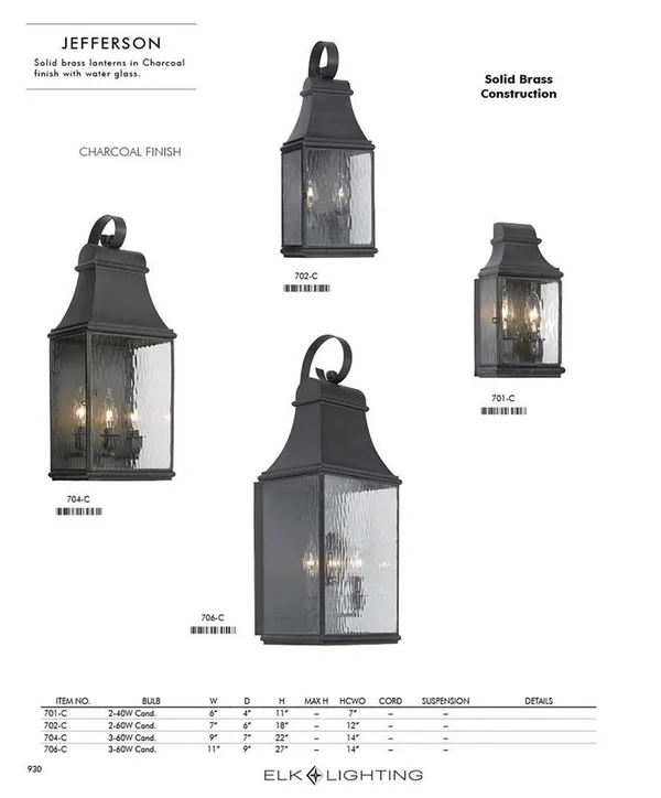 Elk Lighting Jefferson Outdoor Wall Sconce in Charcoal 706-C
