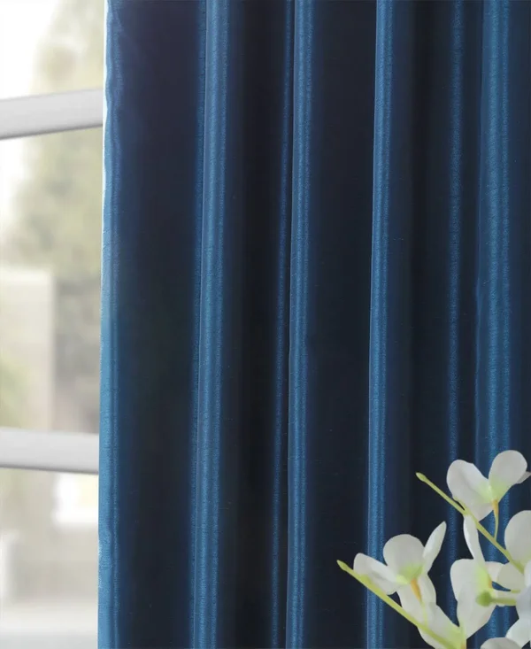Exclusive Fabrics Vintage Textured Faux Dupioni Silk Curtain PANEL, Size: 50 x 84, Blue