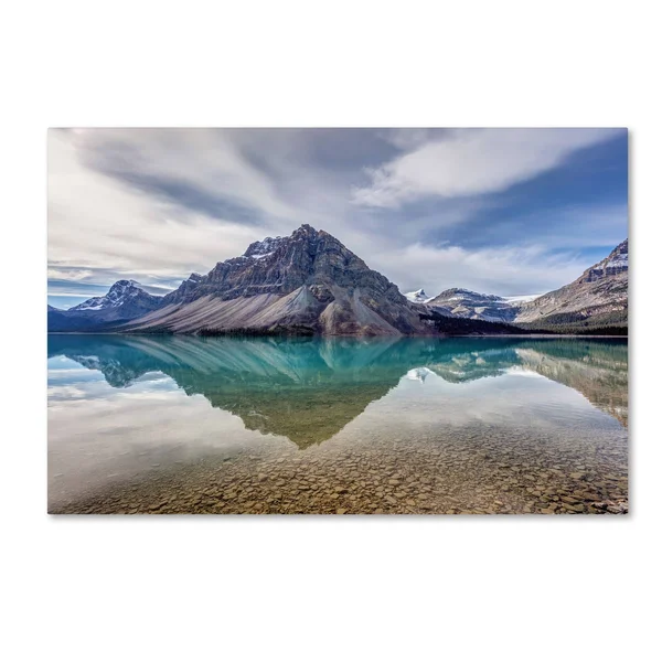 Trademark Fine Art Bow Lake Blue by Pierre Leclerc Photographic Print on Wrapped Canvas - Size: 22x22 H x 32x22 W x 2x22 D