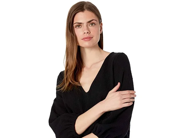 Madewell Texture & Thread Full Sleeve Top, Size Xs - True Black at Nordstrom Rack