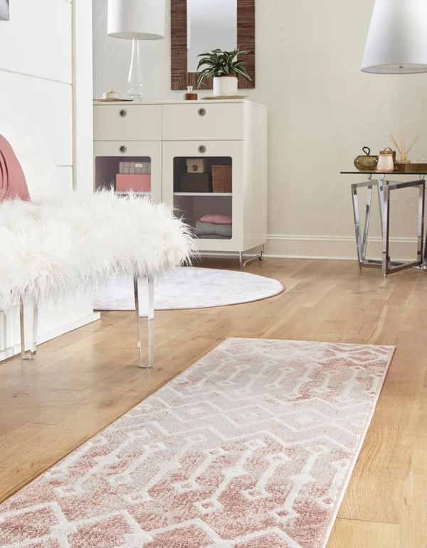 Bohemian Trellis 8 ft Runner Dusty Rose Bohemian - Geometric Area Rug
