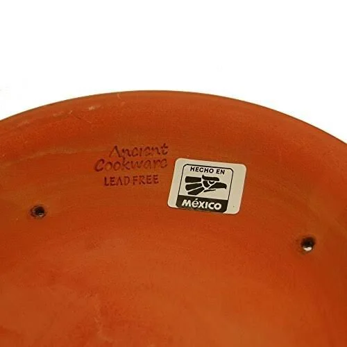 Ancient Cookware Mexican Flat Clay Cazuela, 4 qt