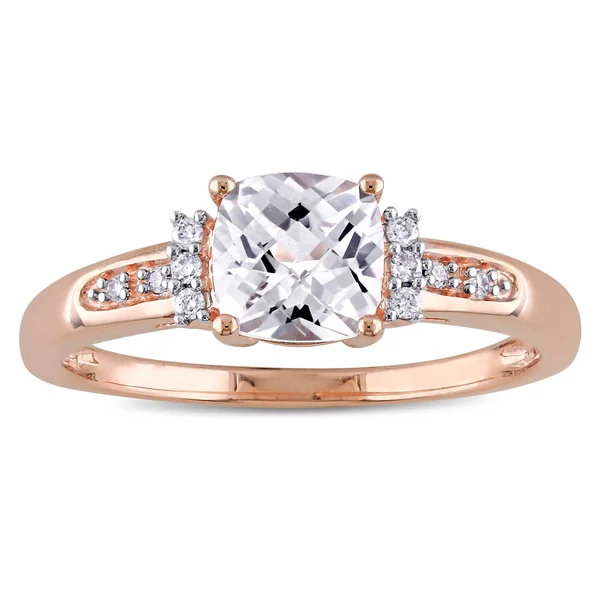 Miadora 10K Rose Gold Created White Sapphire and Diamond Accent Engagement Ring - 4.5