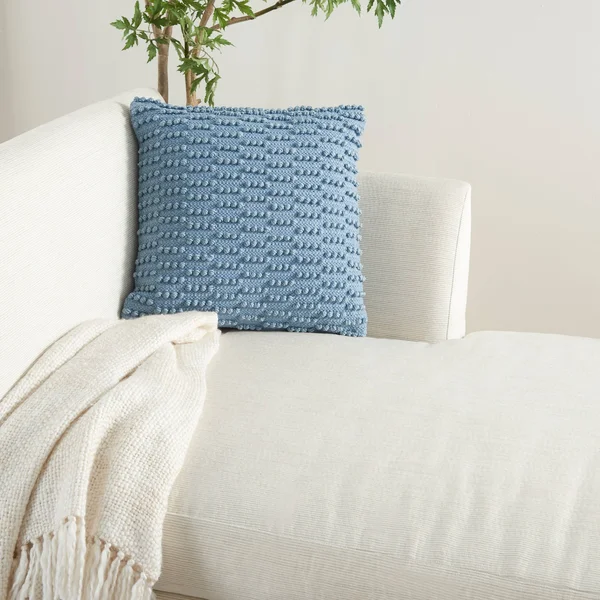 18x22x18x22 Life Styles Woven Dot Striped Square Throw Pillow Ivory - Mina Victory