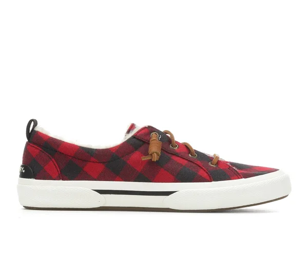 Women's Sperry Pier Wave Check Slip-On Shoes in Red/Black Size 11 Medium
