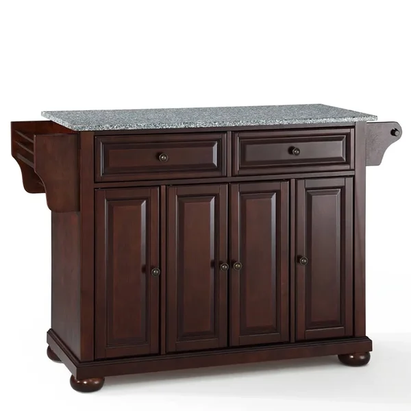 Crosley Furniture Alexandria Solid Granite Top Kitchen Island, Mahogany, 52" x 34" x 18"