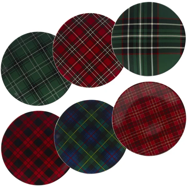 Certified International Christmas Plaid Set 6 Dinner Plate