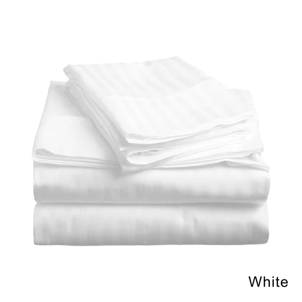Superior Egyptian Cotton 650 Thread Count Olympic Queen Stripe Bed Sheet Set (Silver)