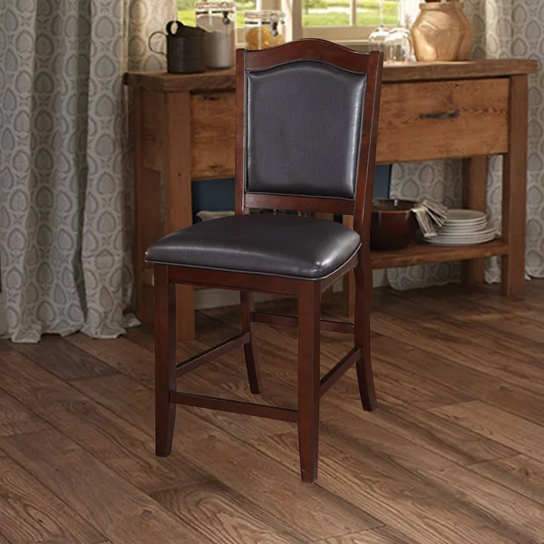 Wooden Armless High Chair Espresso Brown & Black Set of 2