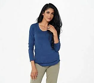 Barefoot Dreams Malibu Collection Cotton Long Sleeve Tee - Size X-Small, Royal Blue