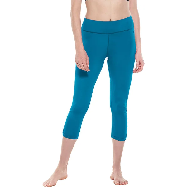 Coolibar Plus Size Women's Swell Wave Swim Capris - Swimwear for Women, Green, 2x