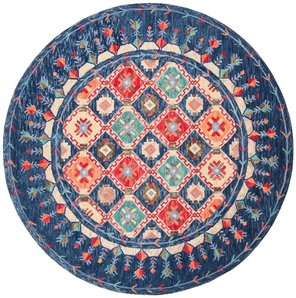 Safavieh Aspen Navy/Orange 7 ft. x 7 ft. Square Area Rug