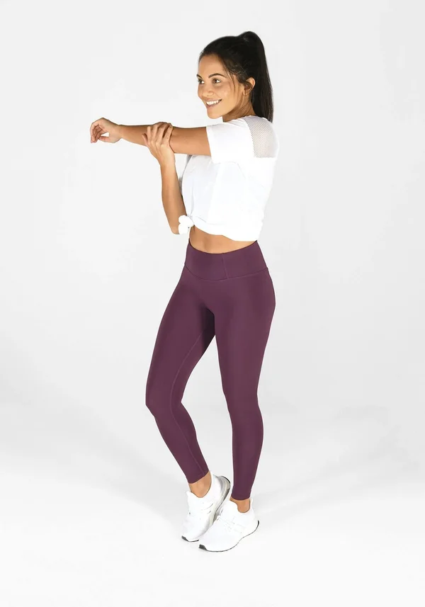 Love Leggings Purple Sports Leggings - Opaque, High-Waisted, Lightweight, Shape Retention Full-Length Focus Gym Leggings in Mulb