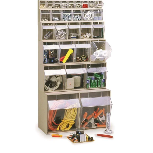Quantum Storage Tip-Out Bin System - Beige, 6.62x22 L x 23.62x22 W x 8.12x22 H