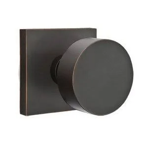 Brass Modern Hardware - Half Dummy Round Door Knob and Square Rose in Oil Rubbed Bronze - 5050ROU.HALF.US10B - Emtek Hardware