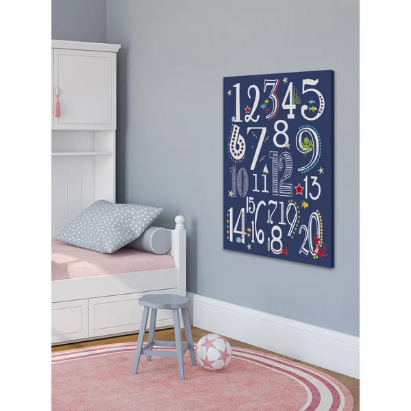 Marmont Hill 123 Nautical Navy by Karen Zukowski Painting Print on Wrapped Canvas, Size: 18 inch x 12 inch