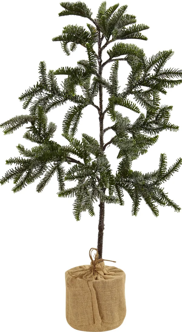 Nearly Natural 3& Iced Pine Tree w/Burlap Base