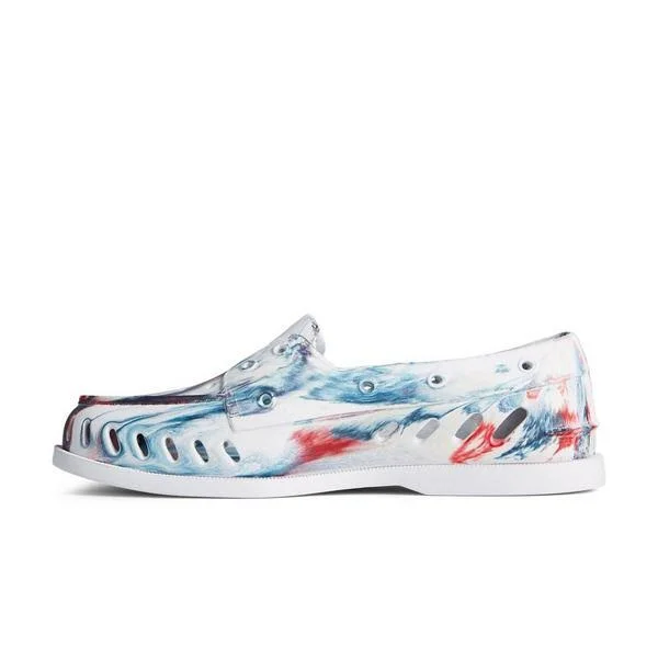 Sperry Original Float Marbled White/Red/Blue Men's Boat Shoes - Size: 13