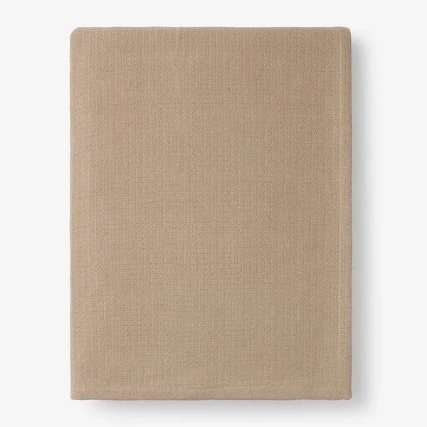 Cotton Weave Blanket - Sand - Beige, Size Twin, The Company Store