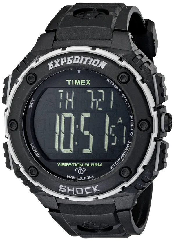 Timex Men's T49950 Expedition Shock XL Vibrating Alarm Black Resin Strap Watch