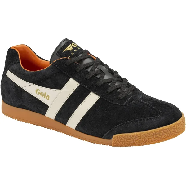 Gola Harrier Black Off White Orange Mens Suede Trainers - 8 UK