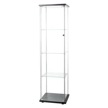Glass Cabinet-B Glass Display Cabinet 4 Shelves with DOOR - Floor Standing Curio Bookshelf for Living Room Bedroom Office, 64 x 1