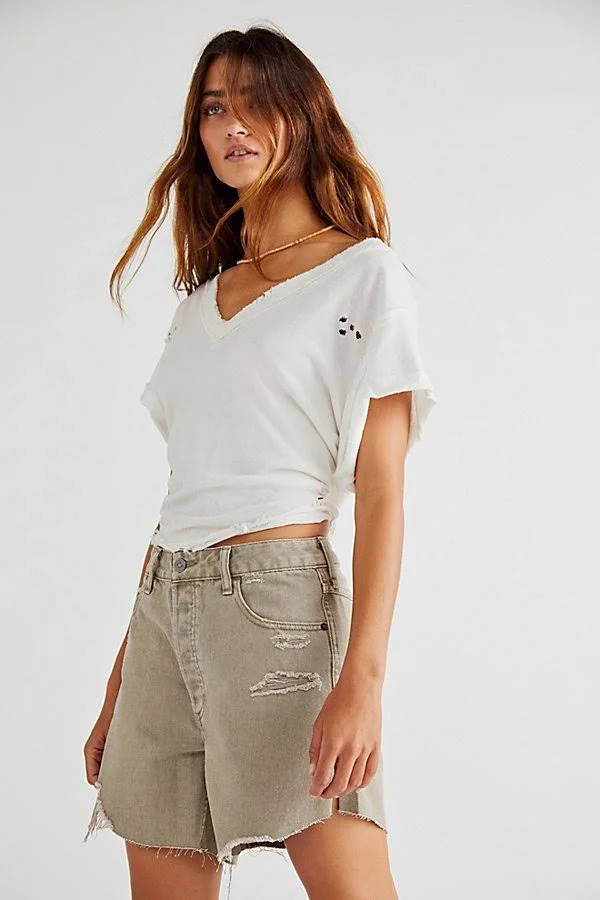 Baggy Tomboy Short by We The Free at Free People in Brown, Size: 29