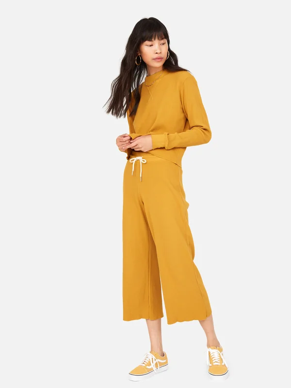 Organic Thermal Wide Leg Pant Turmeric - S