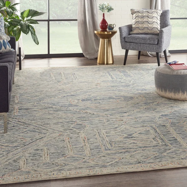 Nourison LNK02 Linked Blue/Multi Area Rug- 5& x 7&6x22