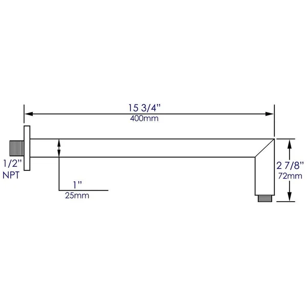 Alfi Brushed Nickel 16x22 Square Wall Shower Arm