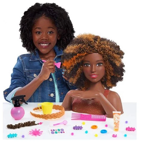 Barbie Color & Style Deluxe Styling Head - Curly Hair - Black