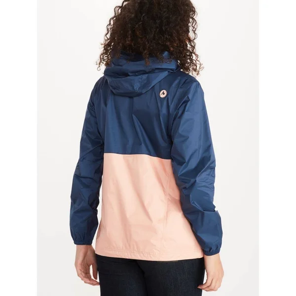 Marmot Women's PreCip Eco Anorak - Large - Arctic Navy, Pink Lemonade