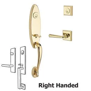 Chesapeake - Handleset with Right Handed Federal Lever and Traditional Square Rose in Polished Brass - DC.CHEXFED.R.TSR.003 - Ba