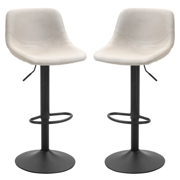 HOMCOM Swivel Bar Stools Set of 2 Bar Chairs Adjustable Height Barstools Padded with Back for Kitchen - Counter, and Home Bar - W