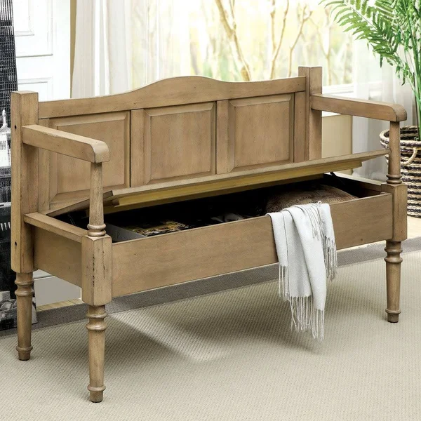 Furniture of America Mimi Transitional Solid Wood Storage Bench - Brown