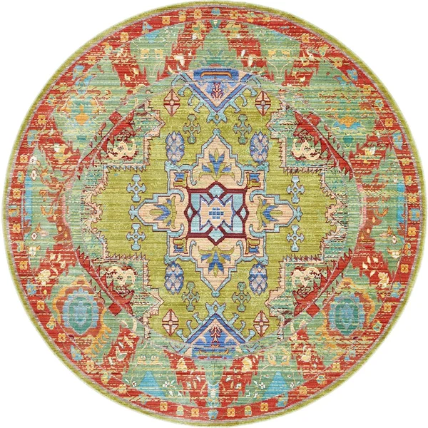 Unique Loom Austin Cabaletta Area Rug (6& x 6& Round - Light Green)