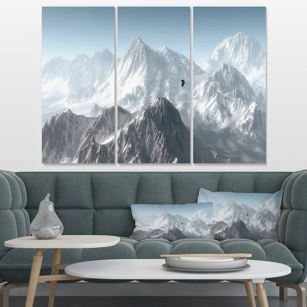 Designart Hot Air Balloon Flying - 3 Piece Photographic Print on Wrapped Canvas Set