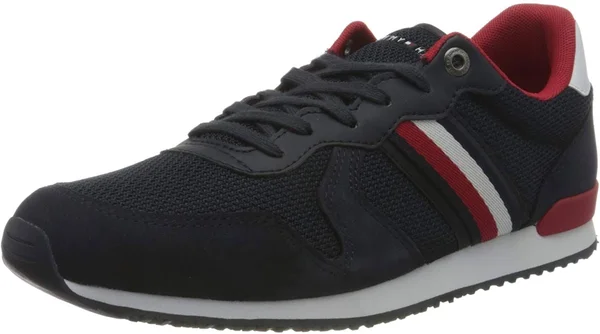 Tommy Hilfiger Iconic Material Mix Mens Navy Trainers UK 7