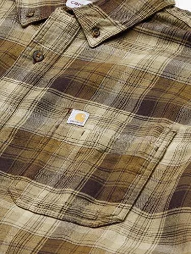 Carhartt Rugged Flex Hamilton Plaid Long Sleeve Shirt, Men's Dark Cedar