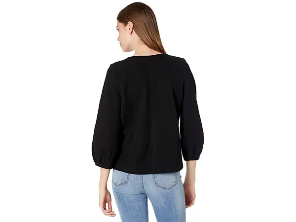 Madewell Texture & Thread Full Sleeve Top, Size Xs - True Black at Nordstrom Rack