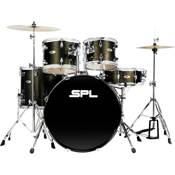 Sound Percussion Labs Unity II 5-Piece Complete Drum Set with Hardware - Cymbals and Throne Black Onyx Glitter