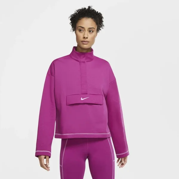 Nike Women's Sportswear Swoosh Quarter-Snap Top CU6637 - Medium, Pink