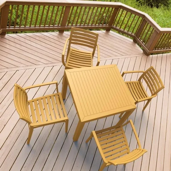Compamia Ares Resin Square Dining Table Teak 31 inch