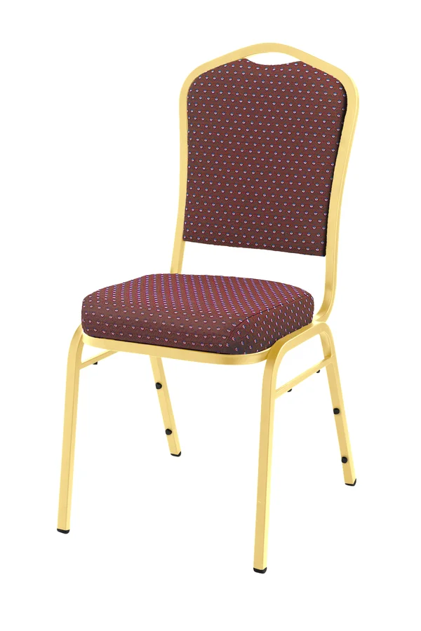 National Public Seating 9368-G Silhouette Fabric Upholstered Stack Chair Diamond Burgundy with Gold Frame