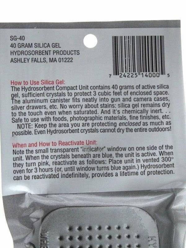 40 Gram Silica Gel Desiccant - Moisture Absorber Dehumidifier 36